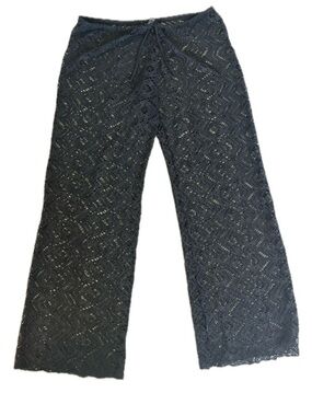 Becca by Rebecca Virtue | Black lace drawstring beach cover up pants | VGC
